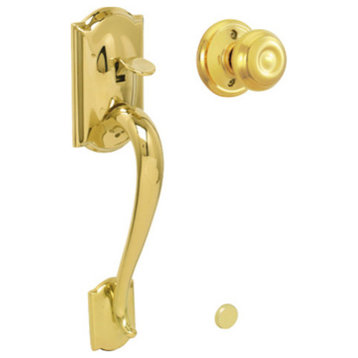Schlage FE285-CAM-GEO Camelot Lower Handleset Featuring the - Lifetime Polished