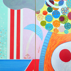 La Liaison France-Am&eacute;rique, diptych, 60 x 40 in - Paintings