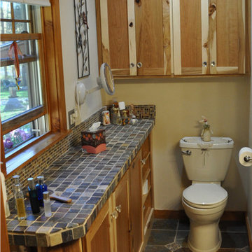Custom hickory cherry bath cabinets and countertops New York