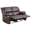 Flash Furniture Harmony Leathersoft Upholstered Reclining Loveseat in Brown