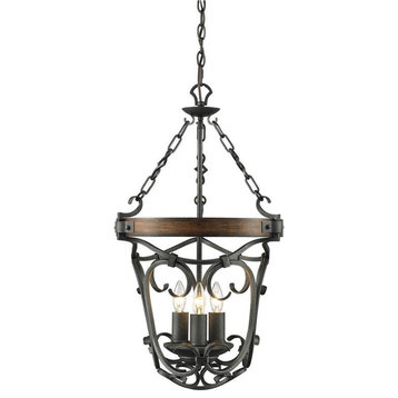 Madera 3 Light Pendant in Black Iron with
