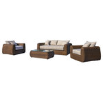 OUTSY - Milo Lux 4-Piece Patio Conversation Set, Extra Deep Seating, Brown - What sets apart your mountain retreat? Is it the fresh air? The sounds of nature? Or just the ability to get away from it all? No matter what it is that you love most about being outdoors, there is no denying that the ideal cabin getaway becomes so much better when you have comfortable, stylish furniture that is perfectly suited for your outdoor living area.