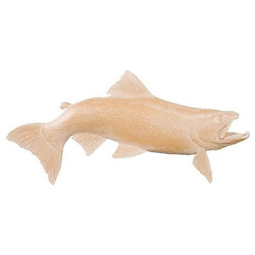 Sculpture MOUNTAIN Lodge Brown Trout Fish Large Almond Off-White