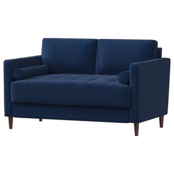 LifeStyle Solutions Jareth Loveseat in Navy Blue Fabric Upholstery