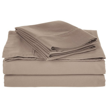 Cotton-Blend Solid Deep Pocket Sheet Set, Grey, Queen