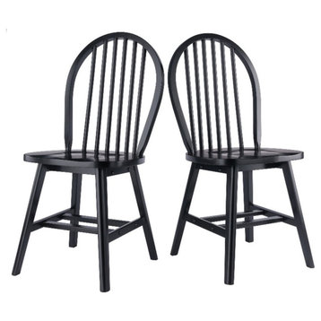 Winsome Windsor 2-Piece 17.8"H Transitional Solid Wood Dining Chair in Black