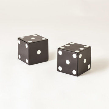 Pair of Dice-Black w/White Dots-Med