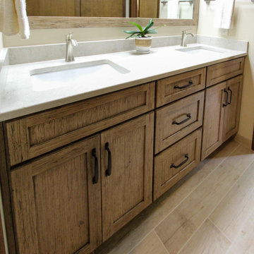 Master Bath with Knotty Alder Vanity and Updated Surround Around Tub