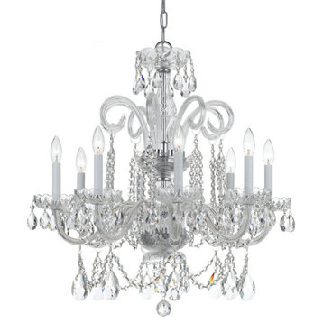 Traditional Crystal 8 Light Crystal Chrome Chandelier