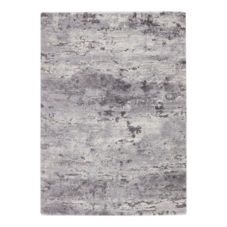 5'x8' Ivory Grey Machine Woven Abstract Industrial Style Indoor Area Rug