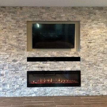 Stone Veneer Entertainment Wall