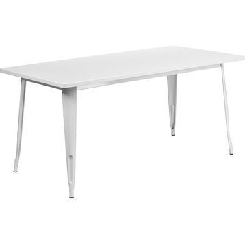 31.5''x63'' Rectangular White Metal Indoor-Outdoor Table