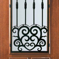 Slab Single Door 96 Wood Mahogany Barcelona 2/3 Lite Wrought Iron - Front Doors
