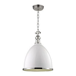 Hudson Valley - Hudson Valley 1-Light Small Pendant 7714-WPN, White/Polish Nickel Combo - Pendant Lighting