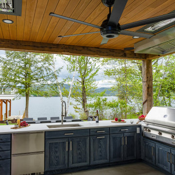 Beautiful Blue Lake House Outdoor Kitchen