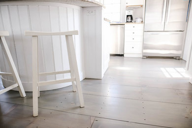 Inspiration for a coastal gray floor kitchen remodel in Boston