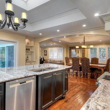 Ornate White Glazed Kitchen & Family Room