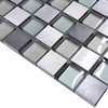 Gray Blue Metal Glass Modern Kitchen Backsplash Tile, 12"x12"