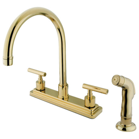 Kingston Brass Centerset Kitchen Faucet, Polished Brass