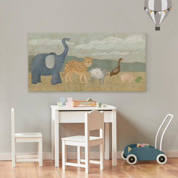 "Animals All in a Row I" Painting Print on Wrapped Canvas