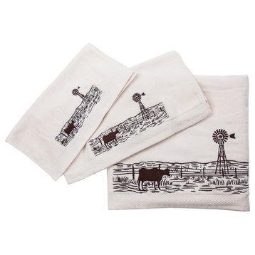 3-Piece Embroidered Jasper Towel Set,Cream