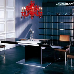 CENTRO ARMANI XAVIRA BLACK HIGH GLOSS DINING TABLE WITH WHITE EXTENSION - Dining Tables