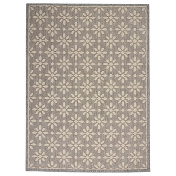 Nourison Palamos French Country Floral Grey 7' x 10' Indoor Outdoor Area Rug