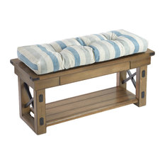 The Gripper - Gripper Liza Coastal Stripe 36" Extra Thick  Non Slip Bench Cushion - Seat Cushions