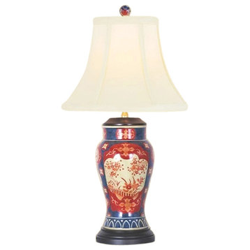 Chinese Porcelain Floral Imari Style Vase Table Lamp 26"