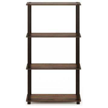 4-Tier Multipurpose Shelf Display Rack With Square Tube, Walnut/Brown