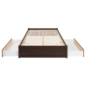 Prepac Select Queen 4-Post Platform Bed with 2 Drawers in Espresso