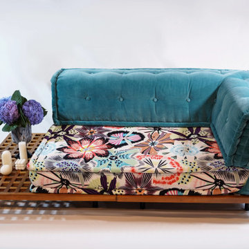Full Set Modular Daybed Sofa: Long Seater+ Teak Wood Base