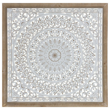Framed Paper Mache Mandala Wall Plaque 25.5"