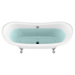Belissima 69.29 in. Acrylic Double Slipper Clawfoot Non-Whirlpool Bathtub in White with Chrome Lion's Paw Feet Belissima 69.29 in. Acrylic Double Slipper Clawfoot Non-Whirlpool Bathtub in White with Chrome Lion's Paw Feet
