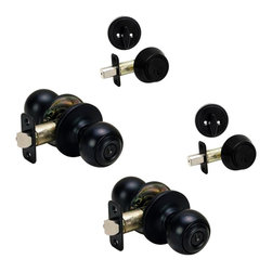 Designers Impressions - Ashland 4-Piece Entry Knobs and Matching Single Cylinder Deadbolt Set - Door Entry Sets