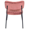LeisureMod Marilane Velvet Accent Chair W/ Metal Frame Set of 2 in Royal Rose