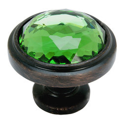 Cosmas - Cosmas 5317ORB-EM Oil Rubbed Bronze and Emerald Glass Round Cabinet Knob - Cabinet And Drawer Knobs