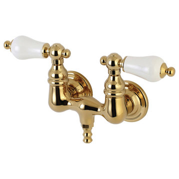 Aqua Vintage 3-3/8" Wall Mount Tub Faucet, Polished Brass