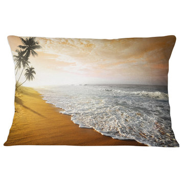 Wavy Clouds over Seashore Seascape Throw Pillow, 12"x20"