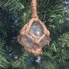 Clear Japanese Glass Ball Fishing Float With Brown Netting Decoration Christmas
