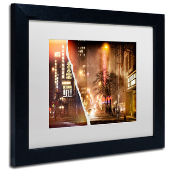 'Theater in Snow' Matted Framed Canvas Art by Philippe Hugonnard