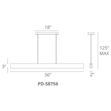Modern Forms PD-58756 Drift 56"W Integrated LED Linear Chandelier - Walnut