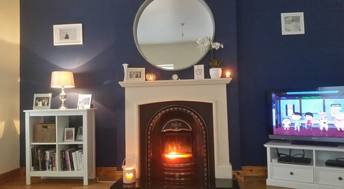 Help Navy And Cream Walls What Color Curtains And Rug