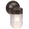 Jelly Jar 1-Light Outdoor Wall Light, Clear Ribbed Glass, Oil Rubbed Bronze