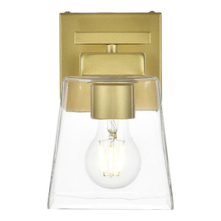 Merrick 1 Light Bathroom Vanity Light, Brass - Transitional - Bathroom ...