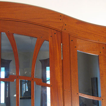 Art Nouveau Mahogany French Doors showing ebony details