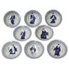 Chinese Blue White Round Porcelain 8 Immortal Theme Display Plate Set Hcs3838, 8