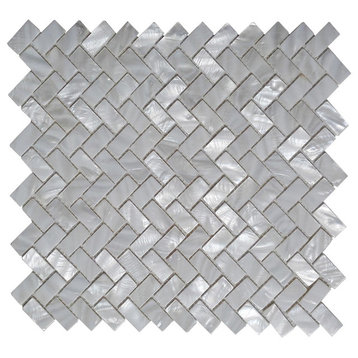 11.8"x 11.8" Mother of Pearl Shell Mosaic Tile, Set of 10, A17