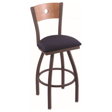 830 Voltaire 30" Swivel Counter Stool with Bronze Finish, Medium Back, and Graph