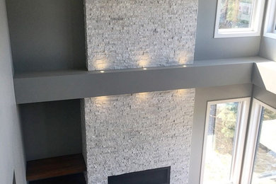 Example of a minimalist living room design in Edmonton